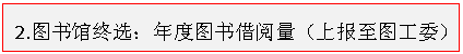 文本框: 2.图书馆终选：年度图书借阅量（上报至图工委）